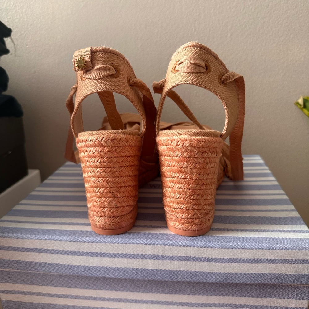 Stuart Weitzman Peach Marguerita Espadrille Wedges - Picture 1 of 11